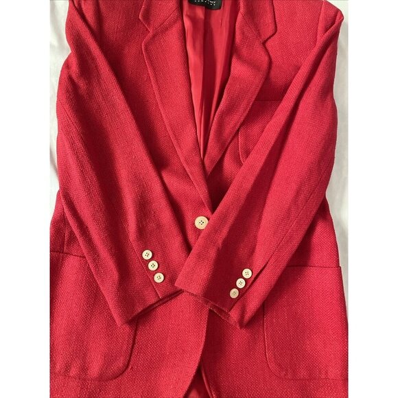 Ellen Tracy Red Blazer Womens S Single Button Front With Pockets Lightweight Cla - Picture 12 of 13